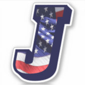 Monogram J American Flag Letter J Initiaal USA Sticker (Voorkant)