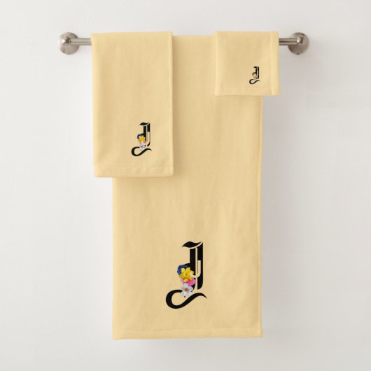 Monogram J Bleek Geel Bad Handdoek (Insitu)