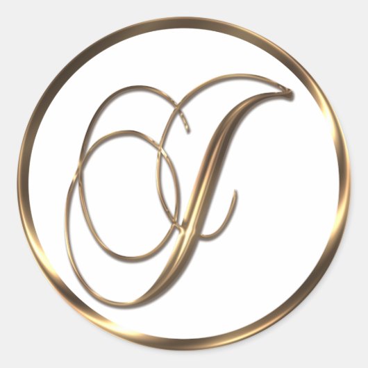 Monogram J Faux Bronze Ronde Sticker (Voorkant)
