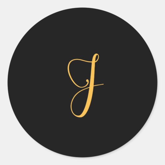 Monogram J goud op zwarte achtergrond Ronde Sticker (Voorkant)
