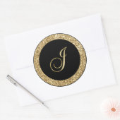 Monogram J gouden schrift Ronde Sticker (Envelop)