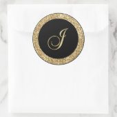Monogram J gouden schrift Ronde Sticker (Tas)