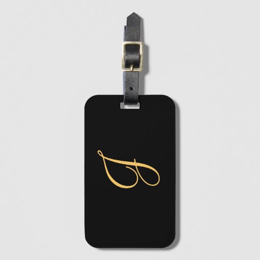 Monogram J, goudkleurig initiaal J op zwart Bagagelabel (Voorkant (verticaal))