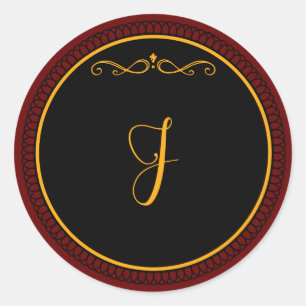 Monogram "J" goudkleurig schrift Ronde Sticker