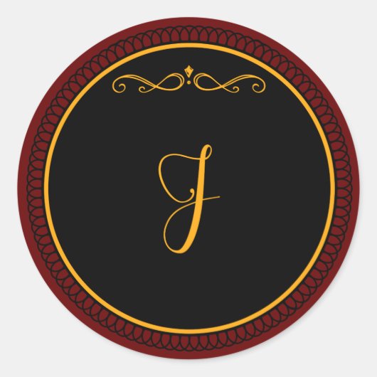 Monogram "J" goudkleurig script Ronde Sticker (Voorkant)