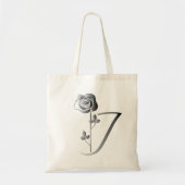 Monogram J Handgeschreven met Roos Tote Bag (Voorkant)