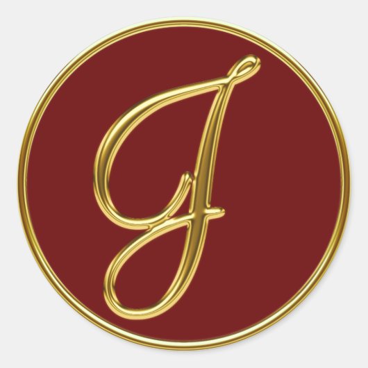 Monogram J in 3D goud Ronde Sticker (Voorkant)
