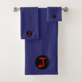 Monogram J in Red Bath Towel Set Bad Handdoek (Insitu)