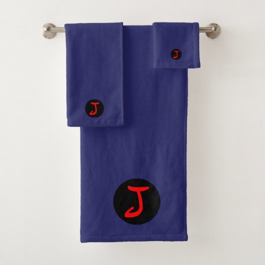 Monogram J in Red Bath Towel Set Bad Handdoek (Insitu)