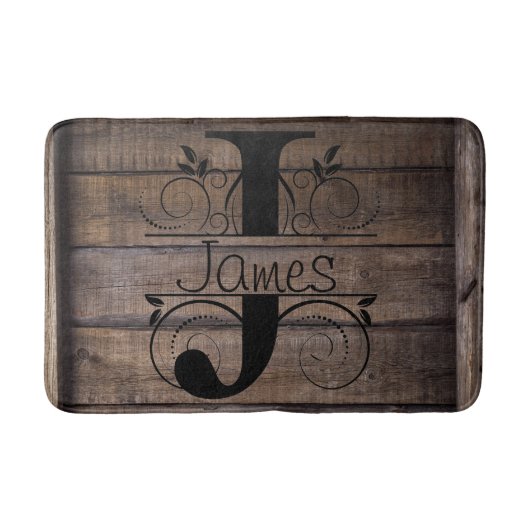 Monogram J Initiaal Bath, Kitchen Mat Cabin Rustic (Voorkant)