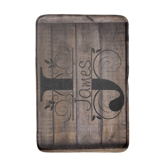 Monogram J Initiaal Bath, Kitchen Mat Cabin Rustic (Voorkant Verticaal)