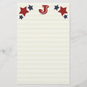 Monogram J / Initiaal J Stars & Stripes Stationery Briefpapier (Voorkant)