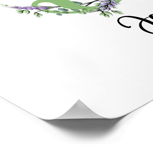 Monogram J Lavender Eucalyptus-kinderkamerposter Poster (Hoek)