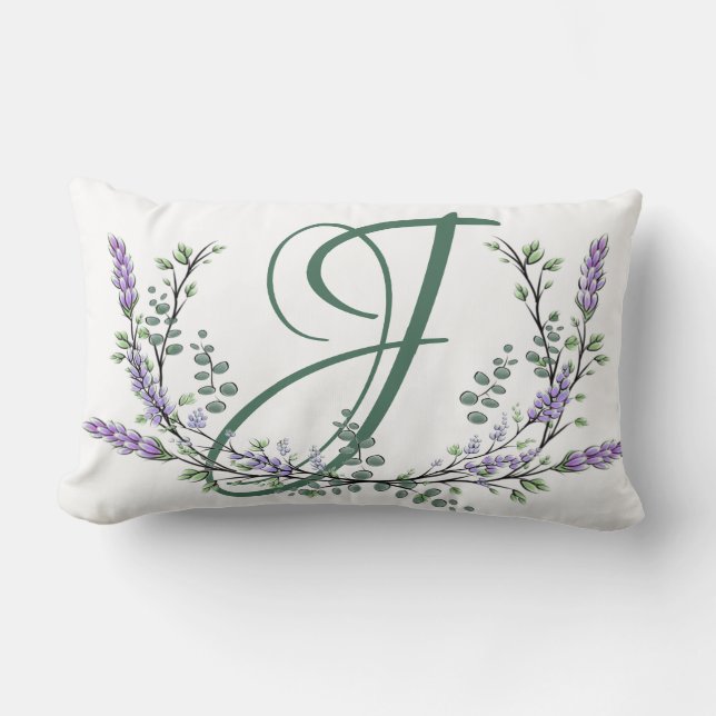 Monogram J Lavender Eucalyptus Kussen (Voorkant)