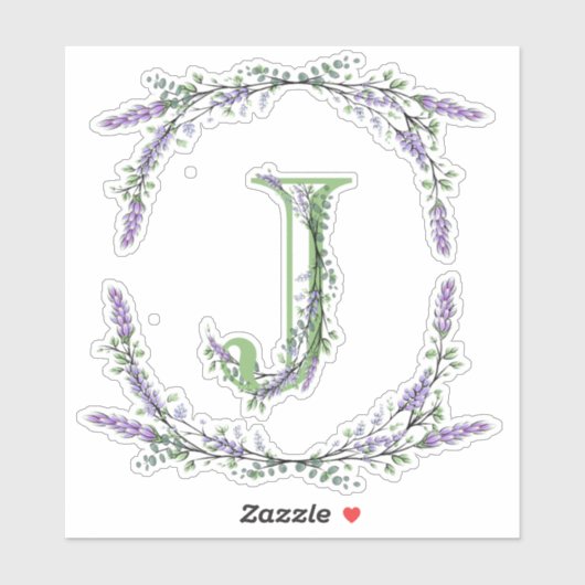 Monogram J Lavender Eucalyptus Sticker (Vel)
