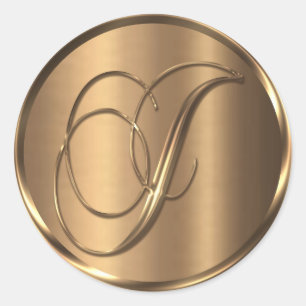 Monogram J NONMETALLIC Bronze Envelope Seal Ronde Sticker
