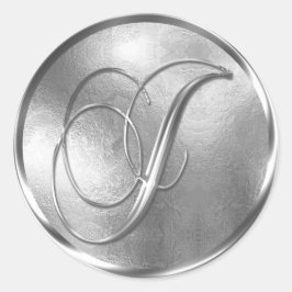 Monogram J NONMETALLIC Silver Envelope Seal Ronde Sticker