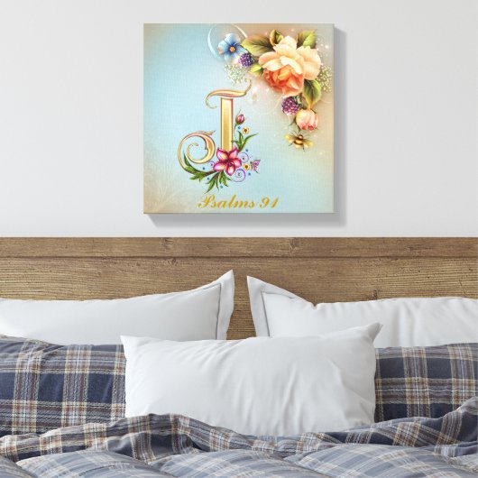 Monogram J Premium Wrapped Canvas (gloss) Afdruk (Insitu (Slaapkamer))