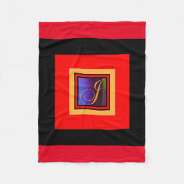 MONOGRAM J RED FLEECE DEKEN