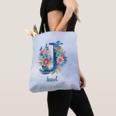 Monogram 'J' SJABLOON bloemenontwerp Tote Bag (Dichtbij)