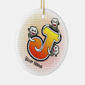 Monogram J Sock Monkey Keramisch Ornament (Rechts)