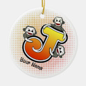 Monogram J Sock Monkey Keramisch Ornament (Voorkant)
