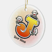 Monogram J Sock Monkey Keramisch Ornament (Links)