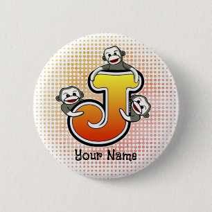 Monogram J Sock Monkey Ronde Button 5,7 Cm