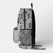 Monogram "J" Sunflower Pattern Black and White DIY Bedrukte Rugzak (Rechts)