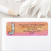 Monogram "J" Tangle Letter Oranje Roze Waterverf Etiket (Insitu)