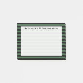 Monogram Jager Groen en Zwarte Streep Post-it® Notes (Voorkant)