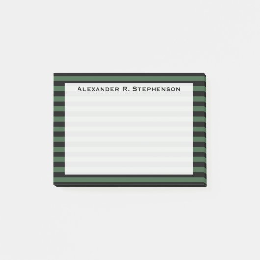 Monogram Jager Groen en Zwarte Streep Post-it® Notes (Voorkant)