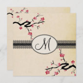 monogram japanese kers bloesems bruiloft kaart (Voorkant / Achterkant)
