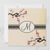 monogram japanese kers bloesems bruiloft kaart (Voorkant)