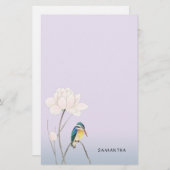 Monogram Japanse Vintage Kingfisher Stationery Briefpapier (Voorkant / Achterkant)