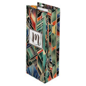 Monogram Jazzy Geometrisch Elegant Klassiek Boho Wijn Cadeautas (Voorkant Gekanteld)