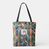 Monogram Jazzy Geometrische Elegante Classic Boho Tote Bag (Achterkant)