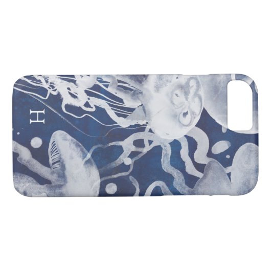 Monogram | Jellyfish op marineschip Case-Mate iPhone Case (Achterkant (Horizontaal))