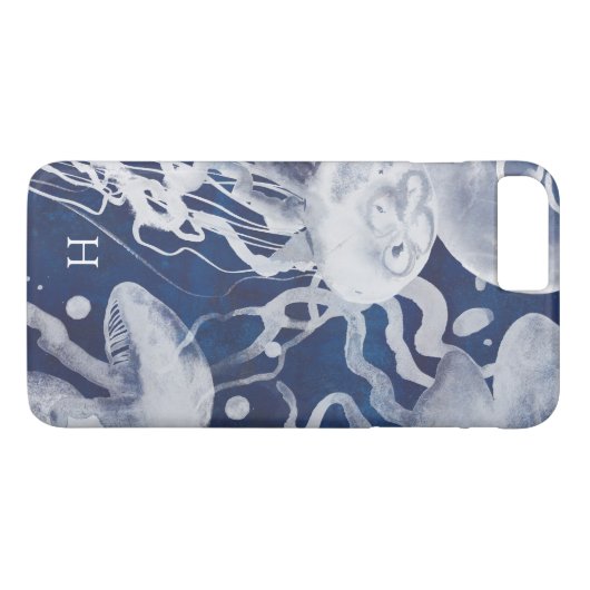 Monogram | Jellyfish op marineschip Case-Mate iPhone Case (Achterkant (Horizontaal))