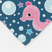 Monogram | Jellyfish & Seapaarden | Blauw Paars Fleece Deken (Hoek)