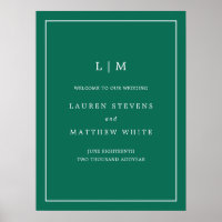 Monogram Jewel Tone Emerald Green Welkomsthuwelijk
