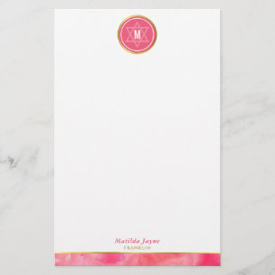 MONOGRAM Joodse ster vet blok koraal roze goud Briefpapier