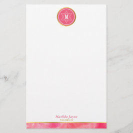 MONOGRAM joodse ster vet blok koraalroze goud Briefpapier