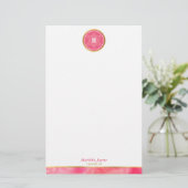 MONOGRAM joodse ster vette blok koraal roze goud Briefpapier (Staand voorkant)