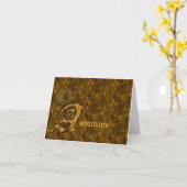 Monogram Jouw Initiaal A Gouden Pioen Personalized Kaart (Gele Bloem)