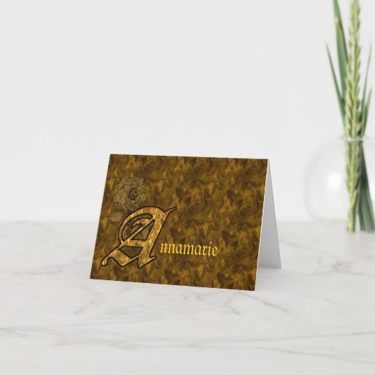 Monogram Jouw Initiaal A Gouden Pioen Personalized Kaart (Voorkant)