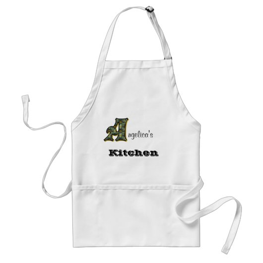 Monogram Jouw naam A Daisies Apron Standaard Schort (Voorkant)