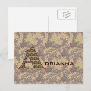 Monogram Jouw naam Initiaal A Floral Briefkaart