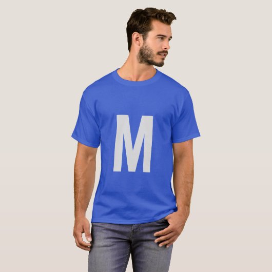 Monogram Jouw naam Initiaal blauw toevoegen T-shirt (Voorkant volledig)