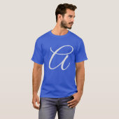 Monogram Jouw naam Initiaal blauw toevoegen T-shirt (Voorkant volledig)